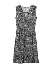 Sleeveless Black and White Leaf-Print Midi Dress Size M