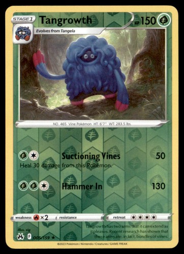Pokemon Tangrowth 5 Crown Zenith Stage 1 005/159 3 Card Lot Reverse Holo