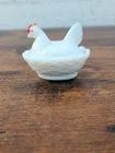 Westmoreland Vintage Opalescent White Milk Glass Mini Hen On Nest 2" T