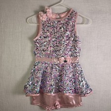 Curtain Call Sequin Dance Costume Girls Pink Sparkle Tutu Dress Child Large E227