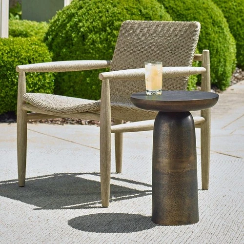 OUTDOOR JOPPA CAST INDUSTRIAL STYLE ALUMINUM END ACCENT TABLE UTTERMOST 50217 - Picture 1 of 6