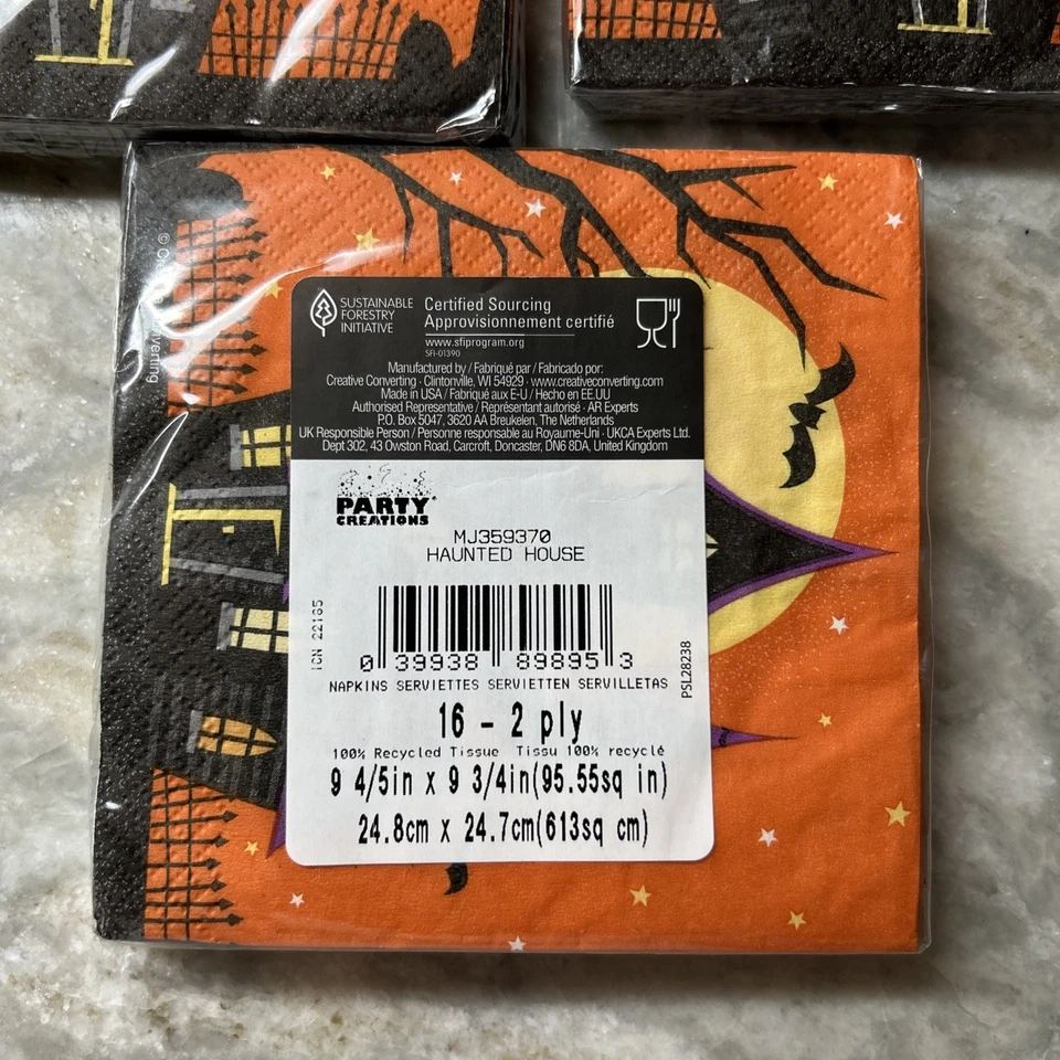 Servilletas de papel de Halloween casa embrujada nuevo lote de 5 paquetes/16 piezas en cada uno. 80 piezas en total Foto 3 de 3