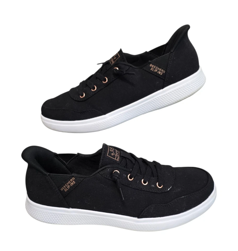 Skechers Bobs Slip Ins Shoes Womens Size 8 Memory Foam Sneakers Black 114815 - Image 2 of 4