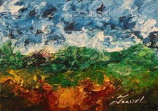 Colorful Original Oil Painting, Impressionist Landscape in the Style of Van Gogh