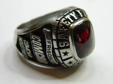 LARGE VINTAGE 1990 SAFETY FIRST COMCAR GOLD LANCE TRILLIUM MENS RING - 11 SIZE