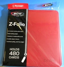 ZIPPER PORTFOLIO, RED GAMING Z-FOLIO 12-POCKET LX ALBUM, HOLDS 480 CARDS
