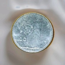 Moneta Da 100 Lire 1990 Rara Piccole Errore Di Conio Doppio Bordo