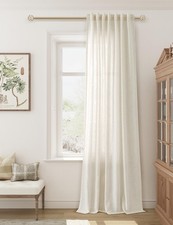 Guken Natural Cream Linen Curtains 120 inches Long for Living Room Bedroom 1 ...