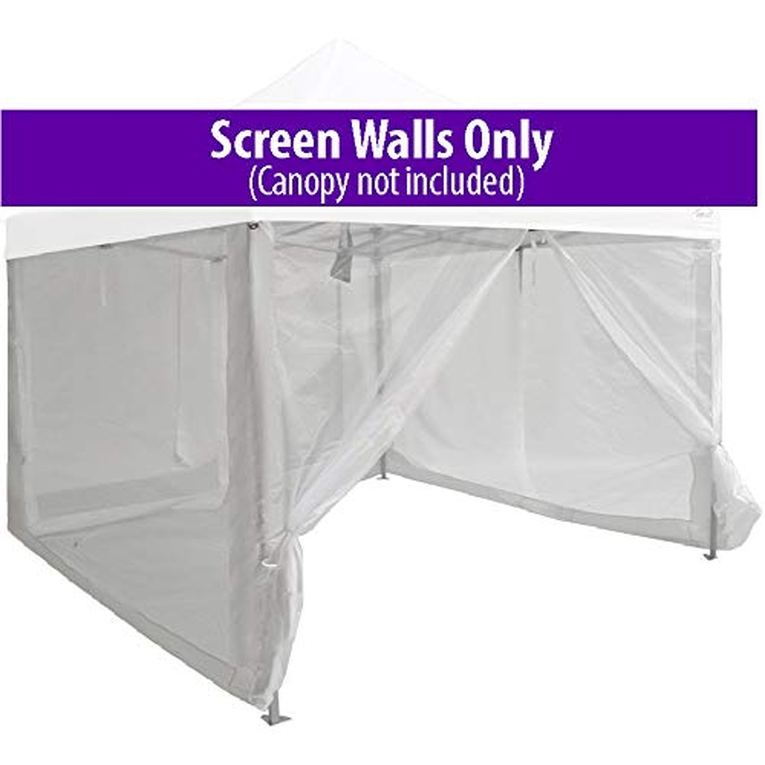 Impact Canopy Zippered Mesh Sidewalls for 10' x 10' Pop-Up Tent Canopy, White
