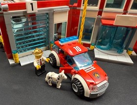 LEGO City Fire Station Complete w/6 MiniFigures Dog & Instructions Set #60110