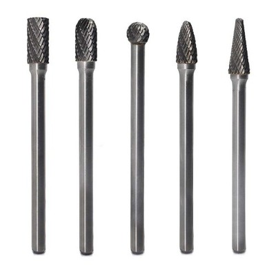 Carbide Burrs Set 5pcs 1/4 Inch Shank Diameter Extended Long Double Cut Edge ...