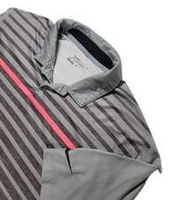 Nike Golf Tour Performance Dri-Fit Polo Shirt Men's XL Striped RED Gray