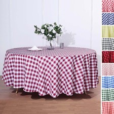 108-Inch ROUND Checked Gingham Polyester Tablecloth Dinner Wedding Linens Party