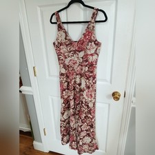 Chaps Floral Sleeveless Midi Dress S Cottagecore Prairie Wedding Cruise Resort