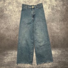 ZARA Kids Wide Leg Jeans Blue Denim Frayed Hem Size 11 12