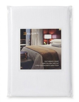 Brand New Bright White MGM Resorts King Sateen Finish Pillow Cases 250 Thread Ct