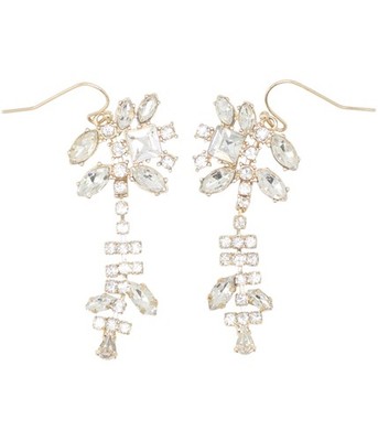 Banana Republic Womens Rhinestones Chandelier Earrings, Gold