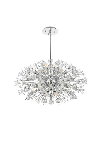 Elegant Lighting Vera 36" Crystal Starburst Oval Pendant In Chrome - Picture 7 of 9