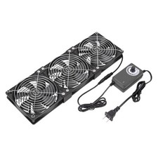 3X 120mm 12V Computer Fan with DC to AC 110V - 14in fan with speed controller