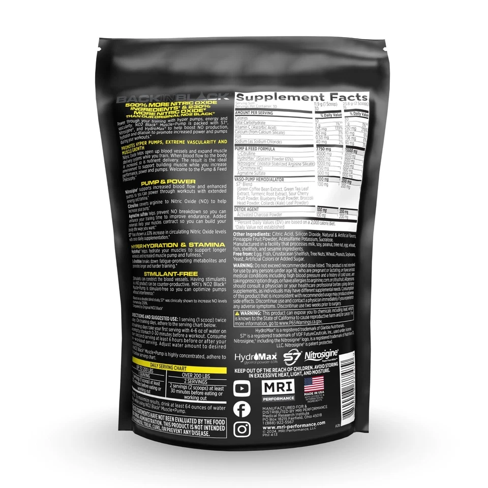 Suplemento de óxido nítrico negro MRI NO2 para bomba, crecimiento muscular, vascularización y Foto 2 de 2