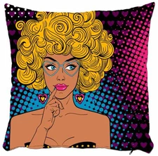 Pop Art Girl Pillow Cover, Modern Decorative Cushion, Funny Teen Bedroom Decor