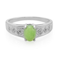 Cavill Herrenring Chrysopras 0,76Ct Oval 925 Silber Mit 6 WeißEn Topasen