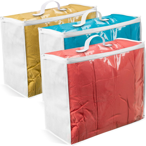 3 Pack Clear Plastic Storage Bags, Durable Zippered Storage Bags for ...