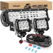 Nilight 12 Inch 72W LED Light Bar 2Pcs 4Inch Pods