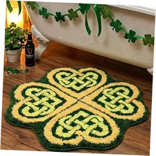 St. Patrick's Day Shamrock Bathroom Rug Green White Door Mat Shower Mat Retro
