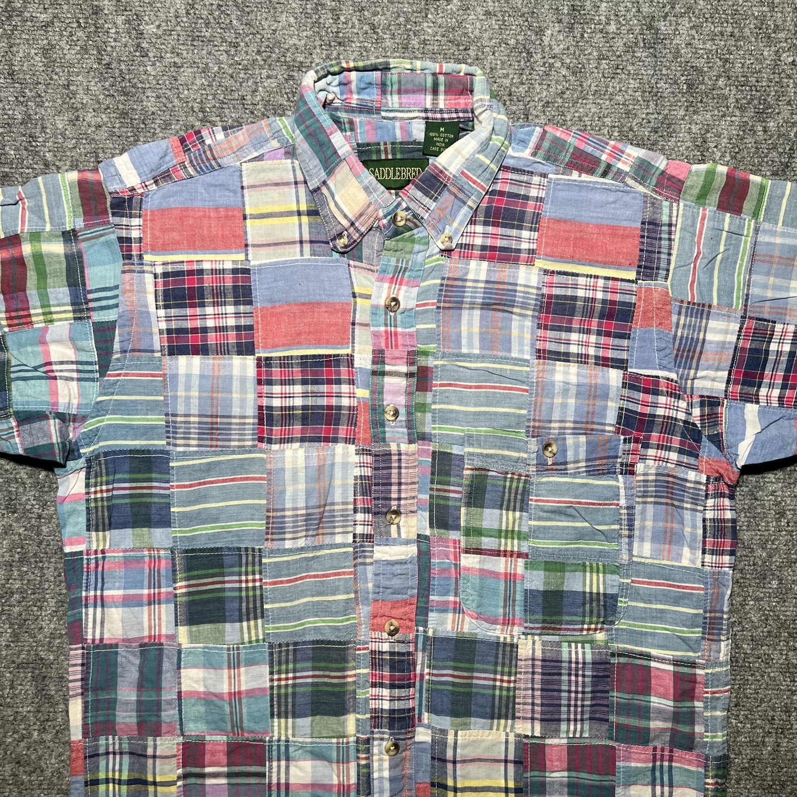 Saddlebred Multicolor Cotton Patchwork Madras Pla… - image 2