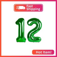 Green 12 Balloon - Number Balloon 40 Inch, 12th Green Birthday Decorations