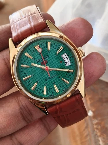 Vintage 6309A Seiko 5 Automatic17jewels DayDate Japan Mens Wrist Watch  Green
