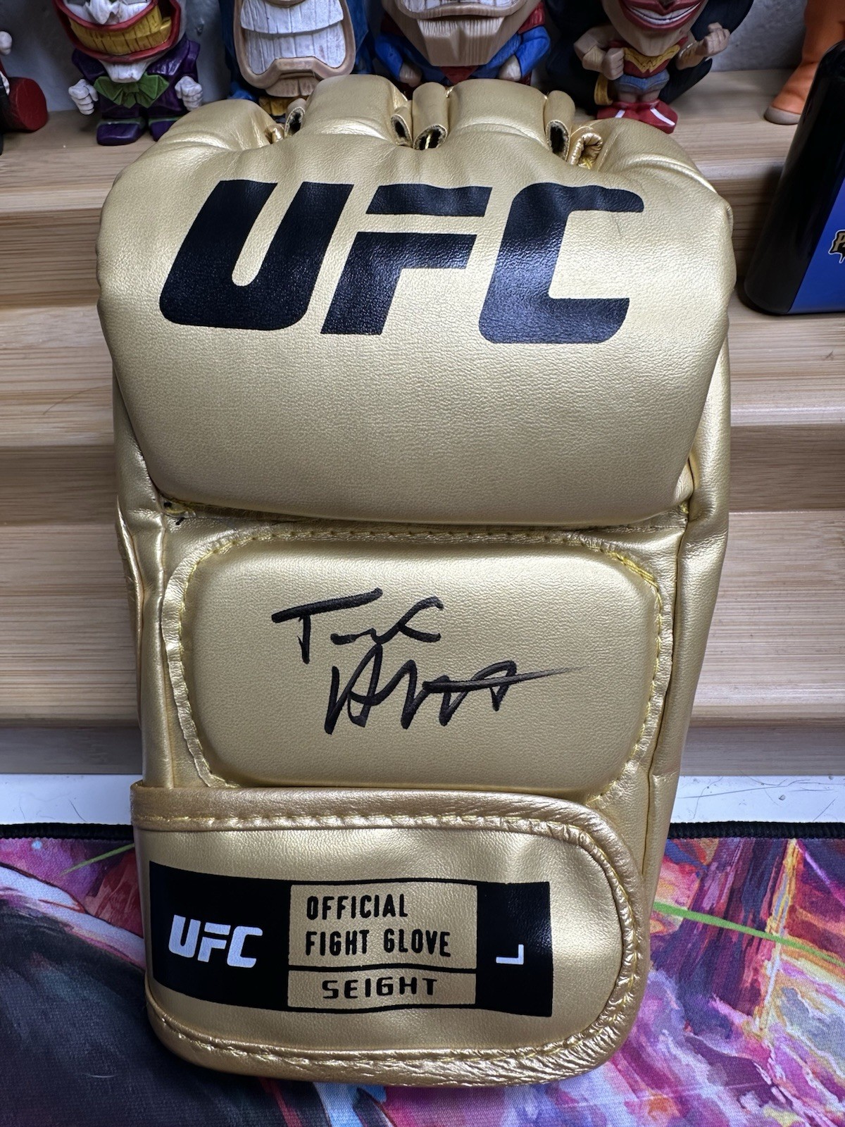 Tank Abbott Signed Gold UFC Glove No Coa