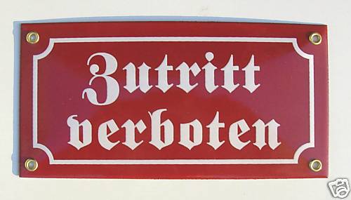 Zutritt verboten Email Emaille Schild Emailschild Warnschild Verbotsschild - Bild 1 von 1