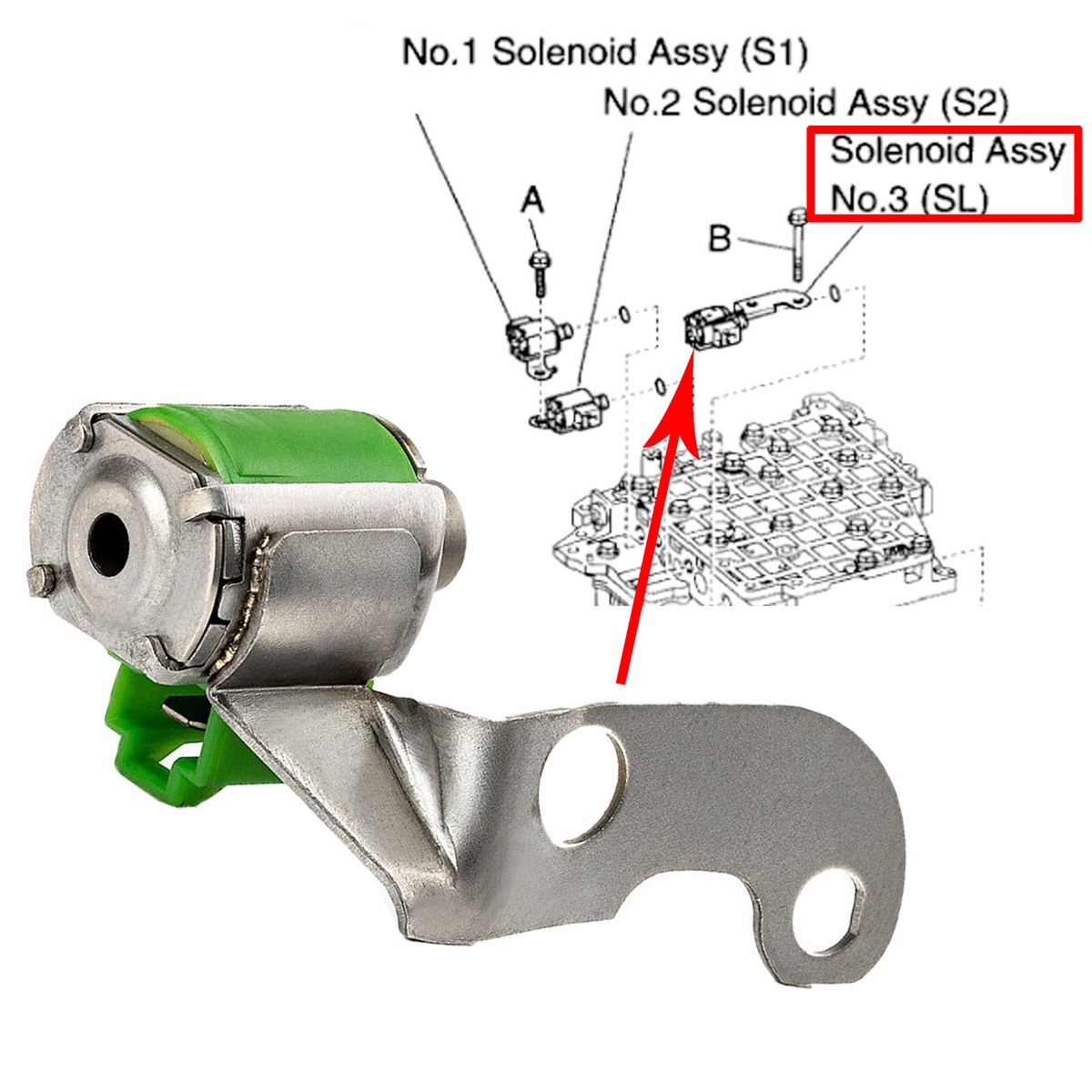 Transmission Shift Solenoid S1& S2 & SL For 2003-2006 Toyota