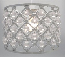 Image of Modern Sparkly Ceiling Pendant Light Shade Easy Fit Lights Acrylic Crystal Beads