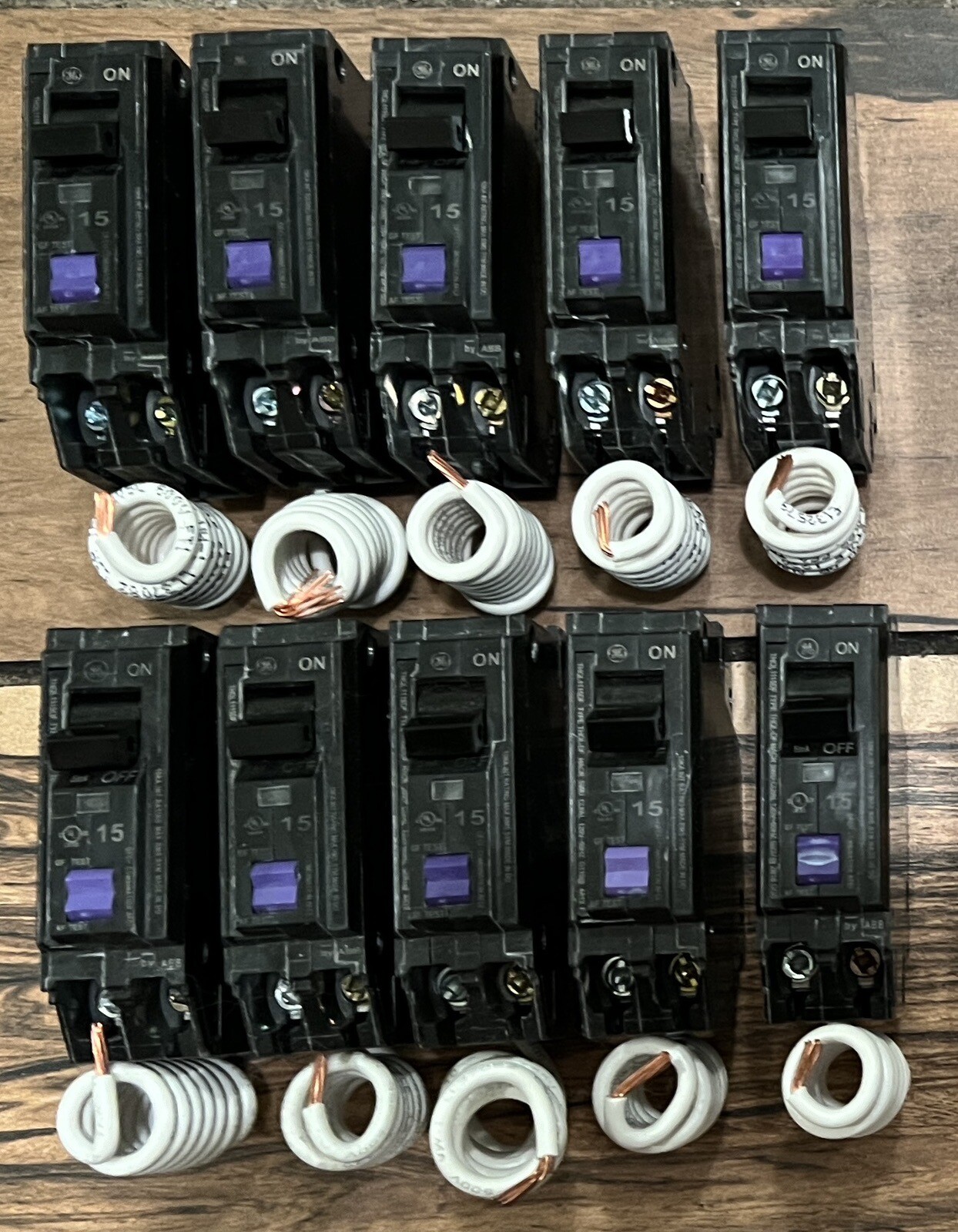 (10 PCS)GE THQL1115DFP THQL1115DF DUAL FUNCTION AFCI/GFCI BREAKER 15A