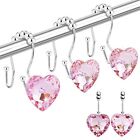 12Pcs Valentine's Day Heart Shower Curtain Hooks Rhinestone Decorative Hangers