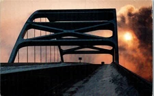 Leo Frigo Tower Drive Bridge at Sunset, Green Bay, Wisconsin WI chrome Postcard