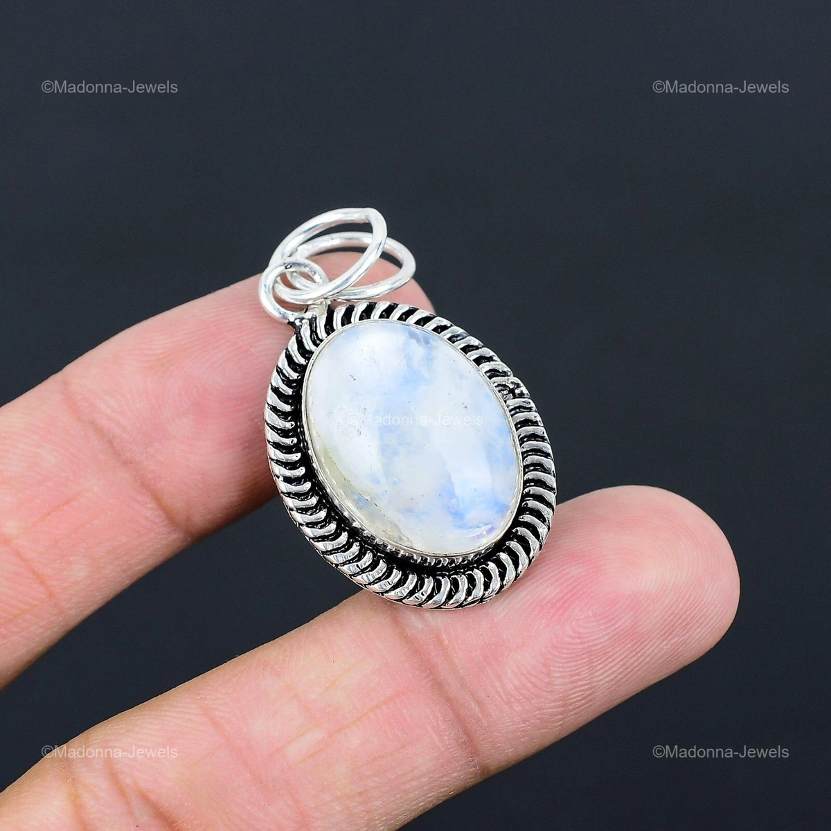 Natural Rainbow Moonstone Gemstone Jewelry 925 Sterling Silver