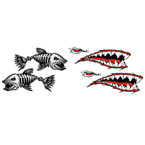 2 pegatinas boca dientes de tiburón + 2 piezas esqueleto   - Imagen 1 de 10