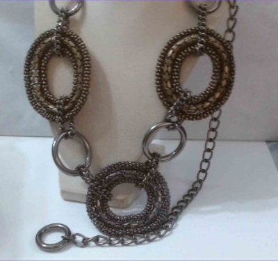 vintage Chico\'s black Lucite and metal Circle chain link belt One Size vintage Chico main image 3