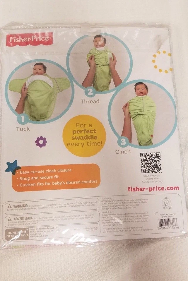 Fisher Price Manta Cincha Envoltura Grande 4-9 Meses Rosa Niña Bebé Infante Dormir Foto 2 de 2