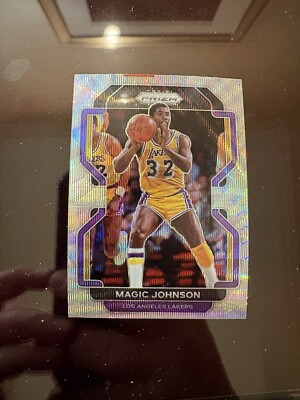2021-22 Panini Prizm Basketball Silver Wave #248 Magic Johnson LA Lakers