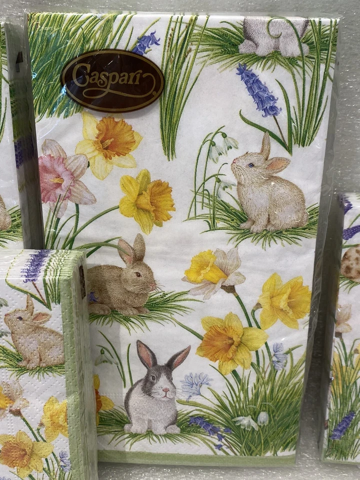 Juego de servilletas Caspari Spring Bunnies and Daffodils 3 capas fiesta de Pascua primavera/4 Foto 3 de 4