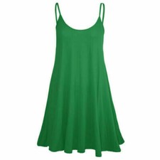 Ladies Camisole Cami Flared Skater Womens Strappy Vest Top Swing Mini Dress 8-26