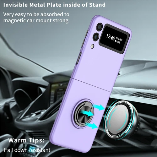For-Samsung Galaxy Z Flip 4 3 5G Slim Matte Hard Case with Ring+Screen Protector - Picture 78 of 94