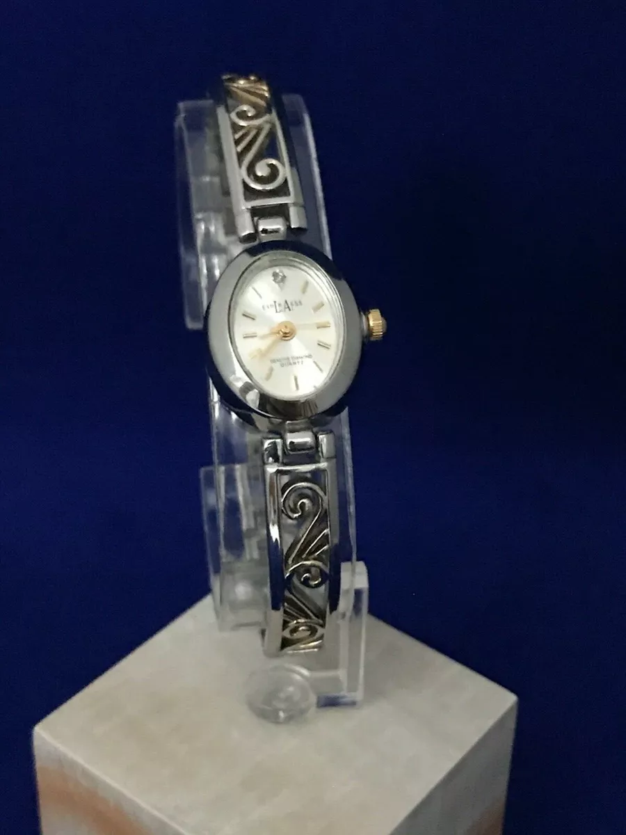 L A Express Genuine Diamond Quartz Ladies Watch Silver Tone Lot B