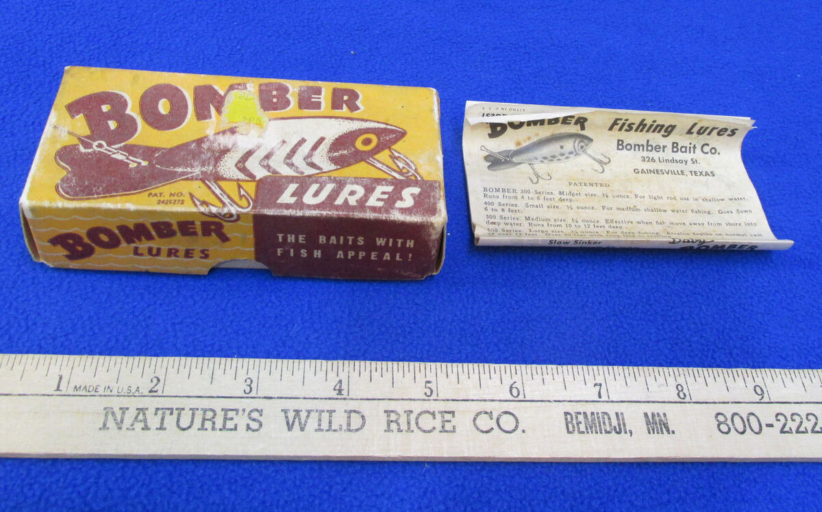 Bomber Lures Vintage Original Box NO LURE Cardboard w/ Paperwork  Gainesville TX