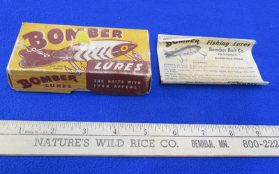 Bomber Lures Vintage Original Box NO LURE Cardboard w/ Paperwork